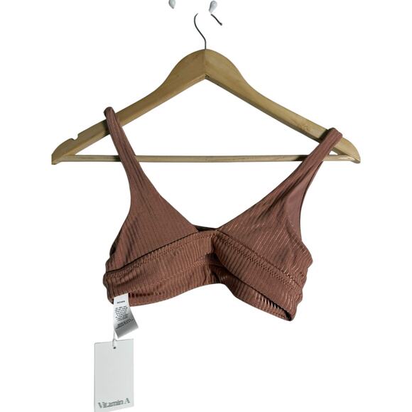 Vitamin A Sienna Ribbed Tank Bikini Top in Pink Sands Shimmer Size Small - Picture 8 of 8